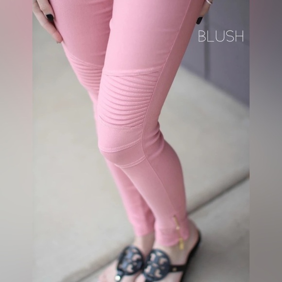 Mauve Moto Jeggings with Gold Zippers - Picture 2 of 8